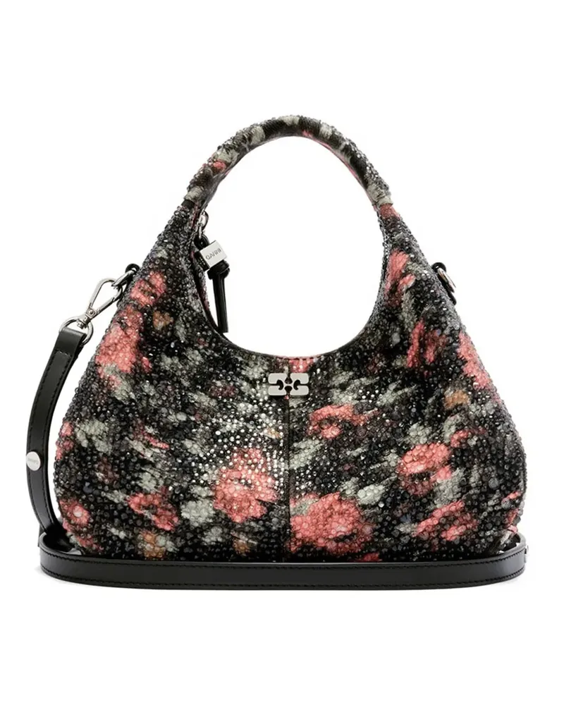 Ganni Mini Tote Bag mit floralem Print - Schwarz Schwarz