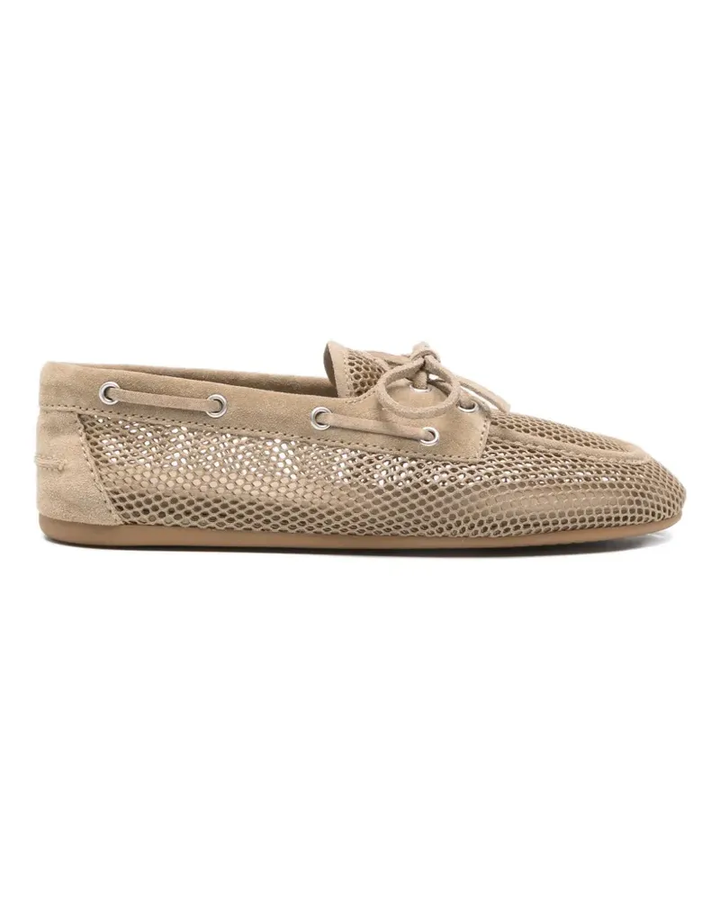Miu Miu crochet leather boat shoe - Braun Braun