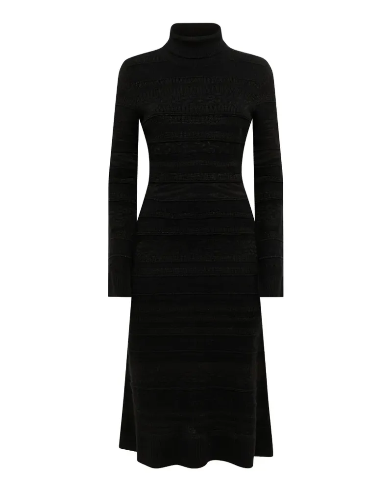 Laneus Gestricktes Jacquard-Kleid - Schwarz Schwarz