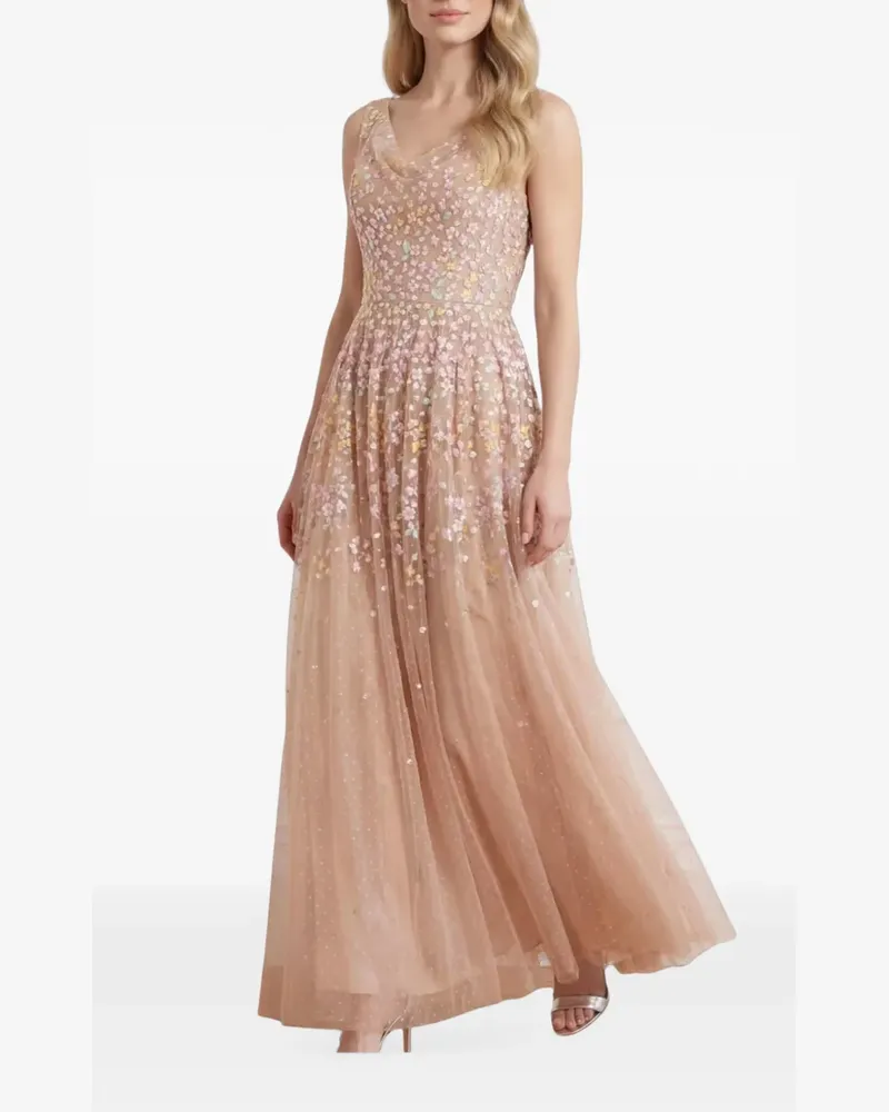 Needle & Thread Versailles Ditsy Abendkleid mit Wasserfallausschnitt - Nude Nude