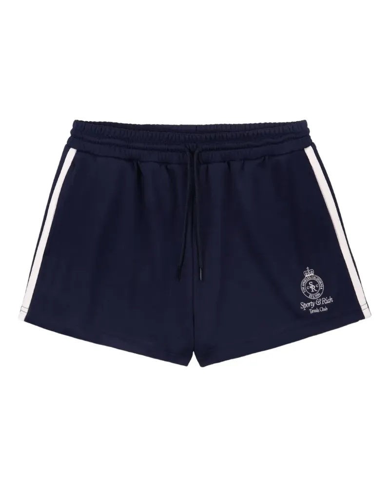 SPORTY & RICH Gestreifte Shorts mit Logo-Stickerei - Blau Blau