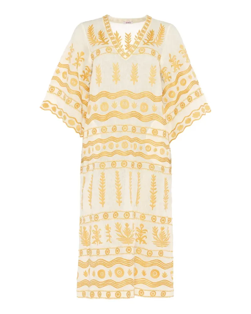 Eres Luxuriance embroidered V-neck midi dress - Nude Nude