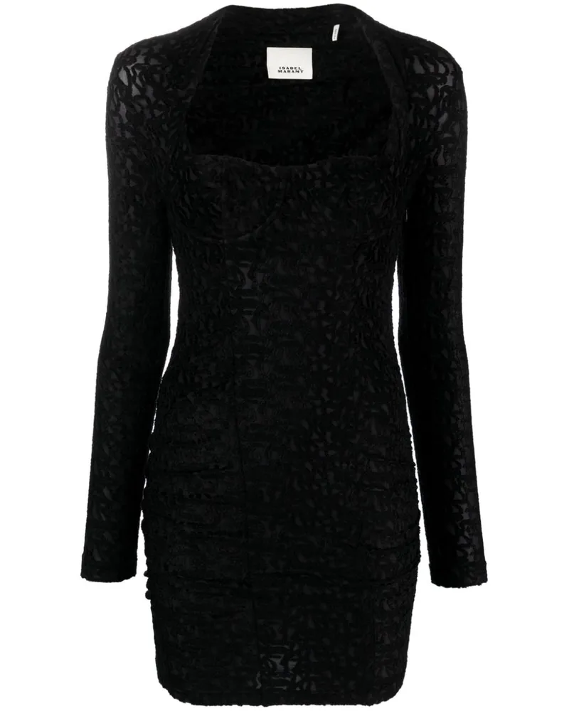 Isabel Marant Dilia Minikleid mit Blumenapplikation - Schwarz Schwarz