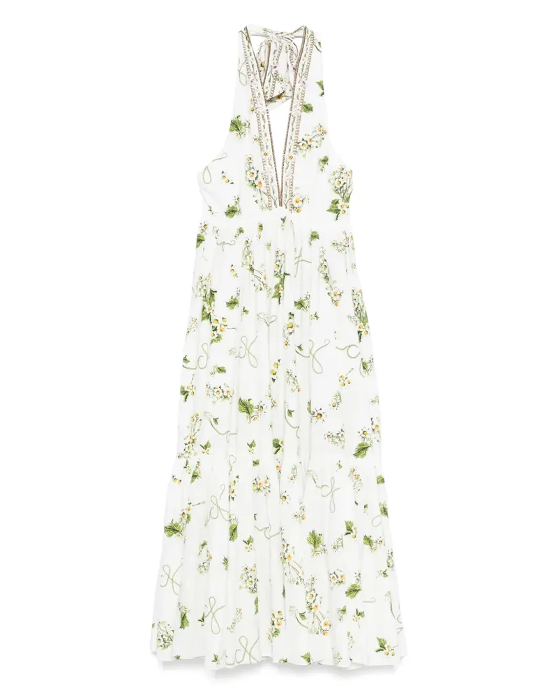 Camilla Kleid aus Bio-Baumwolle mit Blumen-Print - Weiß Weiß