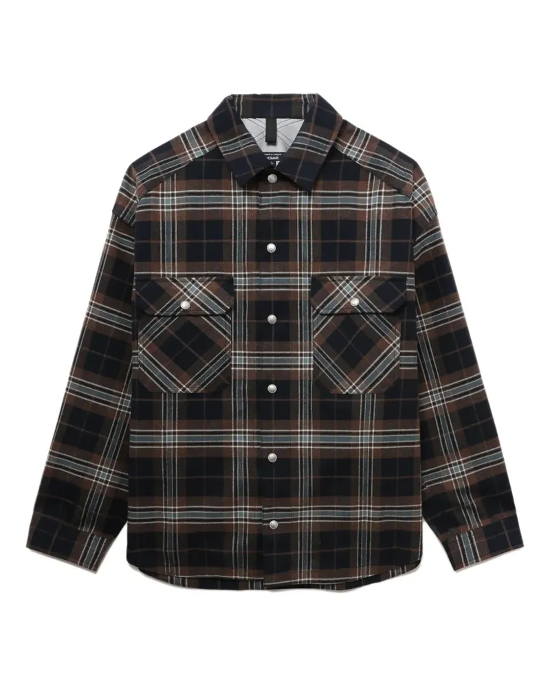 Comme des Garçons Kariertes Hemd mit Ellenbogen-Patch - Schwarz Schwarz