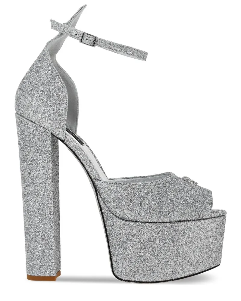 Philipp Plein Sandalen mit Glitter-Optik 120mm - Silber Silber