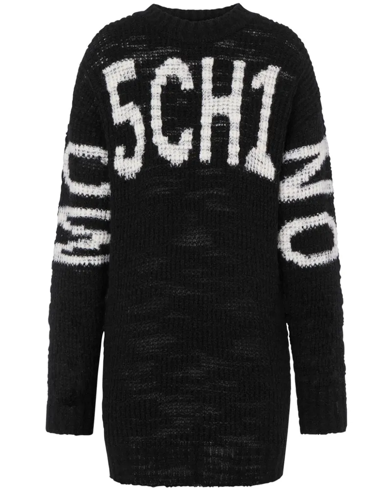 Moschino Strickkleid mit Logo - Schwarz Schwarz