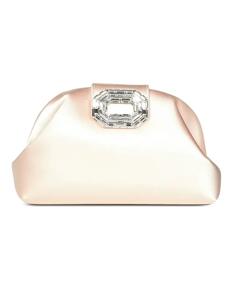 Amina Muaddi Camelia Clutch aus Satin - Nude Nude