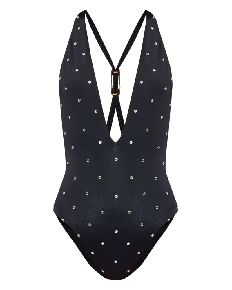 Versace Badeanzug mit Kristallen - Schwarz Schwarz