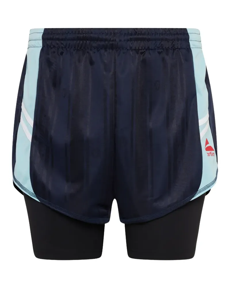 Martine Rose striped-detail layered shorts - Blau Blau