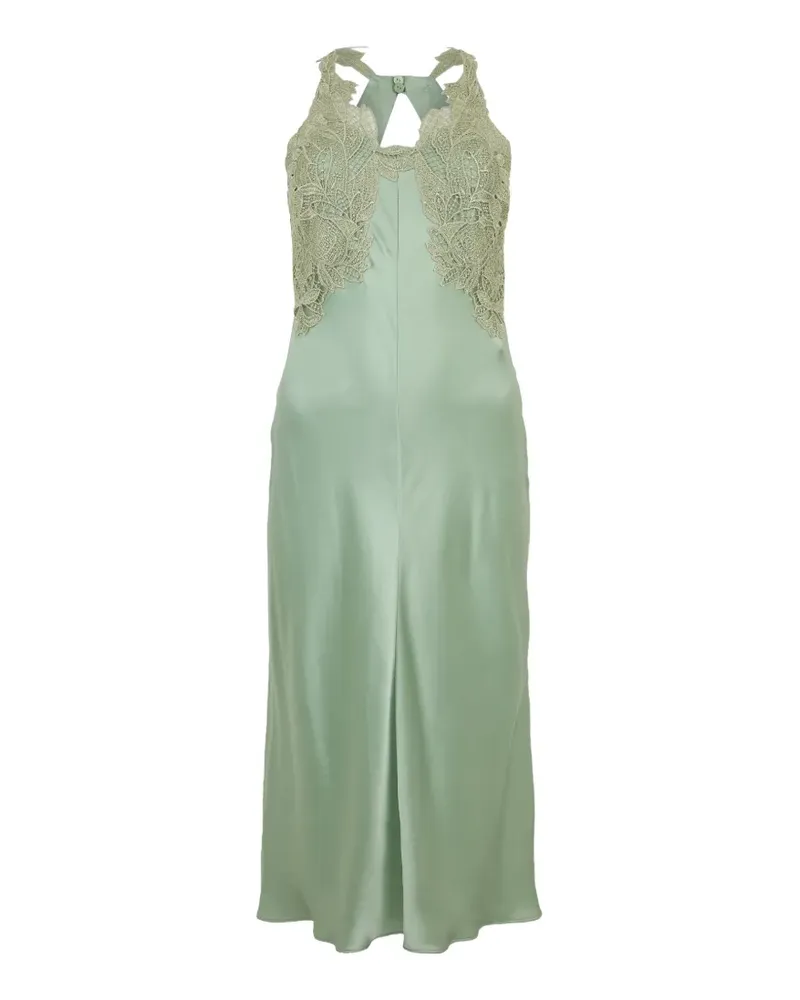 Alberta Ferretti lace-panel silk maxi dress - Grün Grün