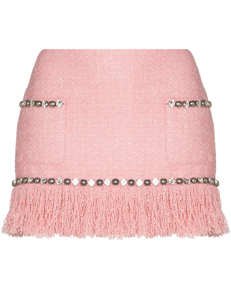 Area Tweed-Minirock mit Fransen - Rosa Rosa