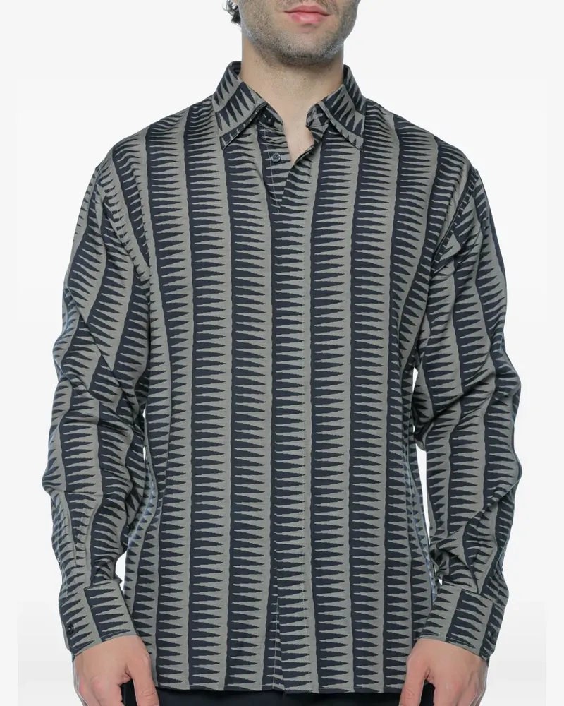 Emporio Armani geometric-print long-sleeve shirt - Nude Nude