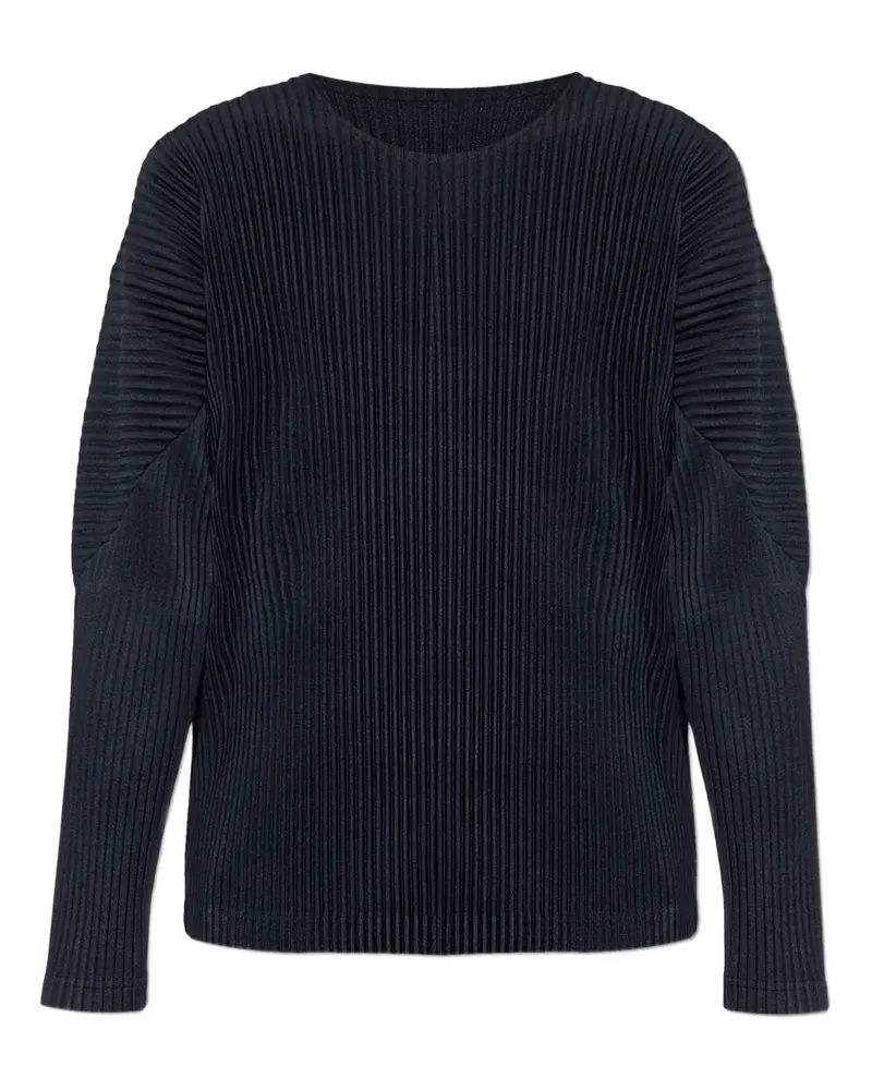 Issey Miyake Plissiertes T-Shirt - Blau Blau