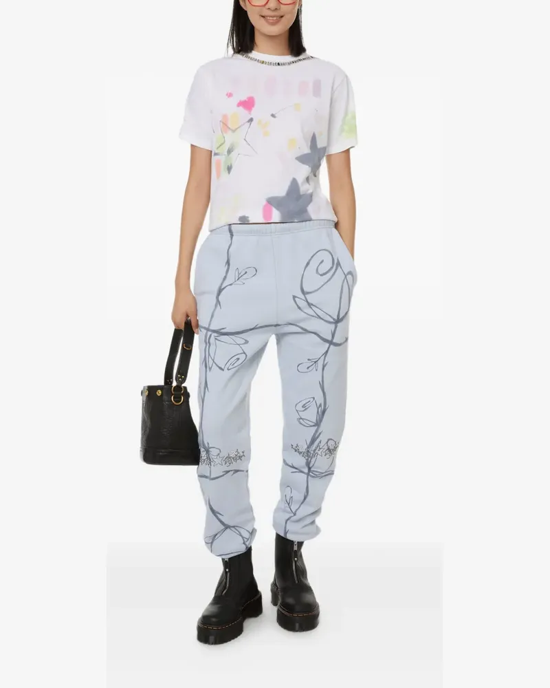 Collina Strada rose-print embellished track pants - Blau Blau