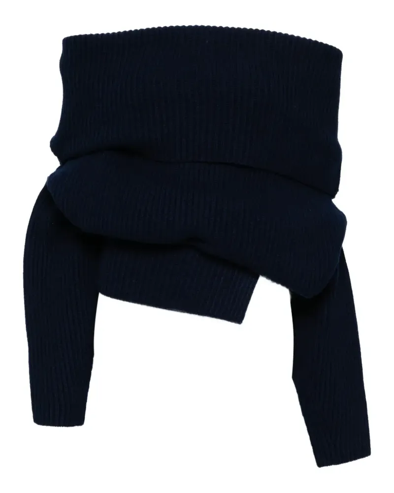 A.W.A.K.E. Asymmetrischer Strickpullover - Blau Blau