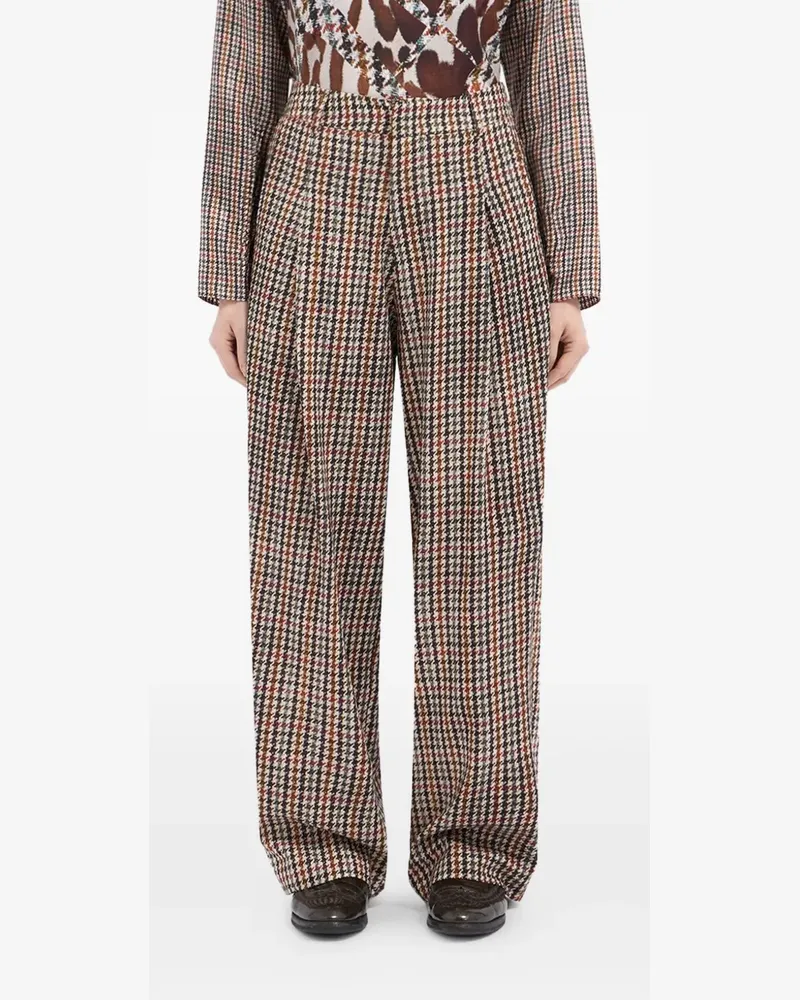 Pierre-Louis Mascia houndstooth-pattern pleated-front trousers - Braun Braun