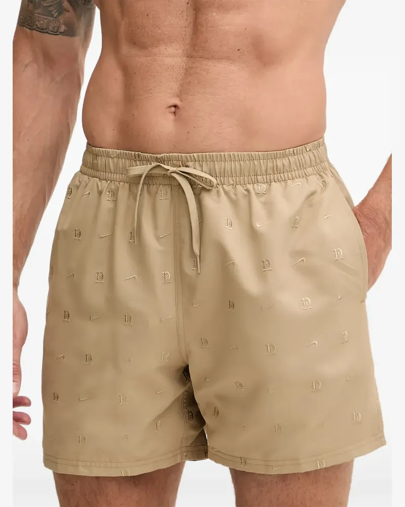 Nike logo-embroidered swim shorts - Nude Nude