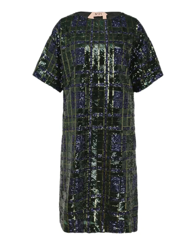 N° 21 sequin-embellished checked mini dress - Grün Grün