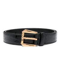 Versace crocodile-embossed leather belt Schwarz