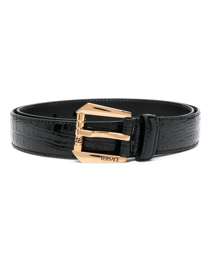 Versace crocodile-embossed leather belt Schwarz