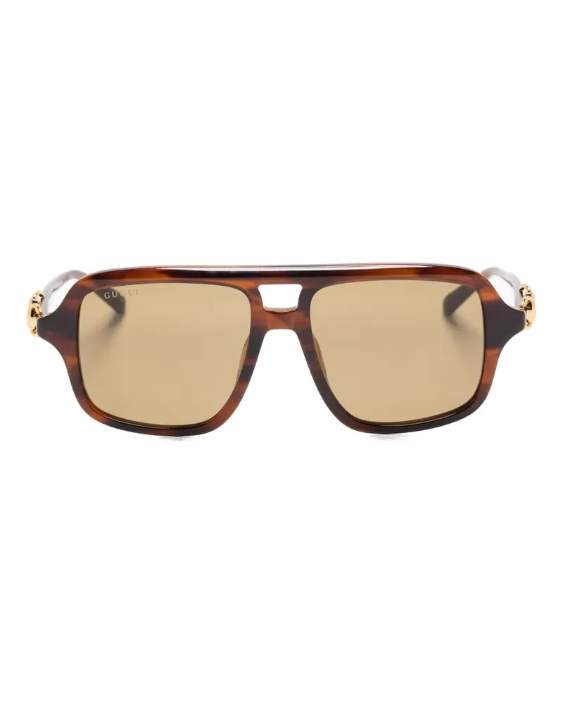 Gucci Pilotenbrille mit Horsebit-Detail - Braun Braun