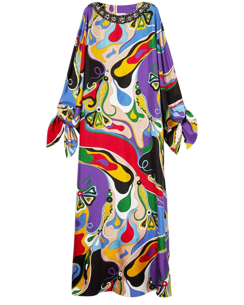 Emilio Pucci Seidenkaftan mit Orchidee-Print - Blau Blau