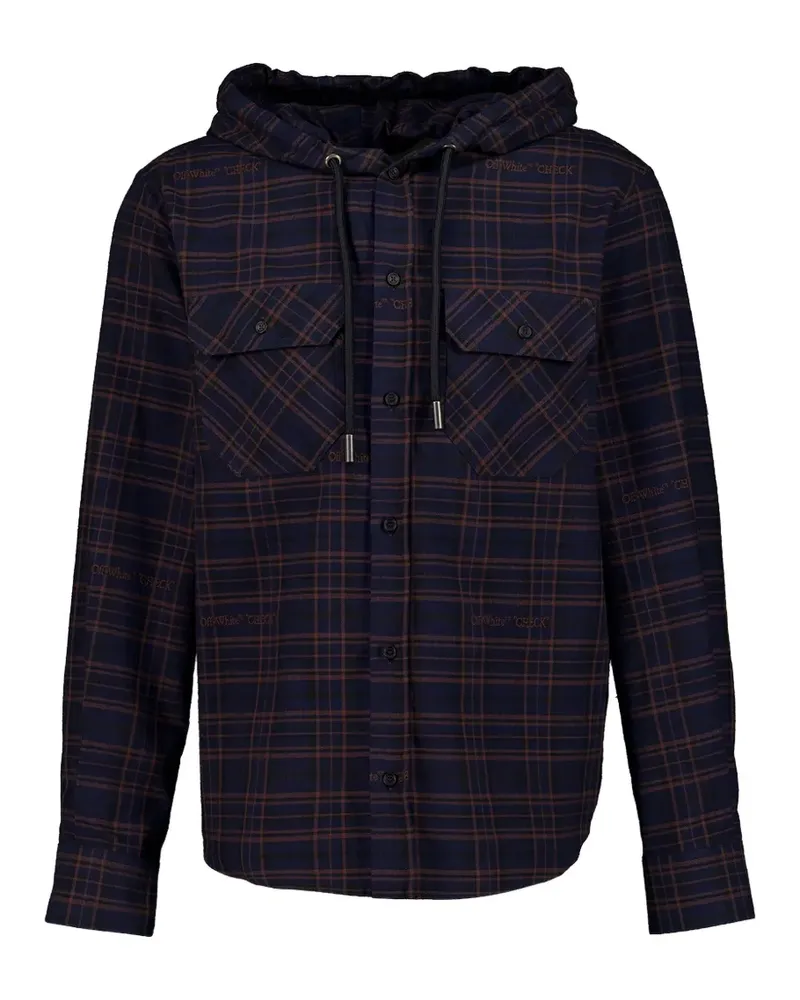 OFF-WHITE check hooded shirt - Blau Blau