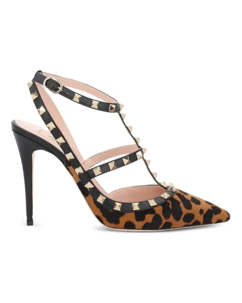 Valentino Garavani Rockstud Pumps mit Leoparden-Print 100mm - Schwarz Schwarz