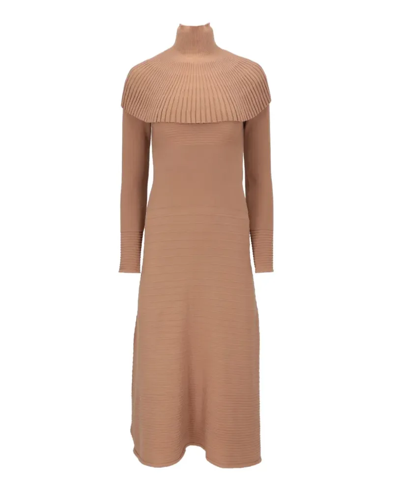 Isaia ribbed-knit cape-overlay midi dress - Braun Braun
