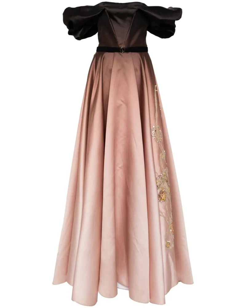 Saiid Kobeisy Schulterfreies Kleid mit Farbverlauf - Braun Braun