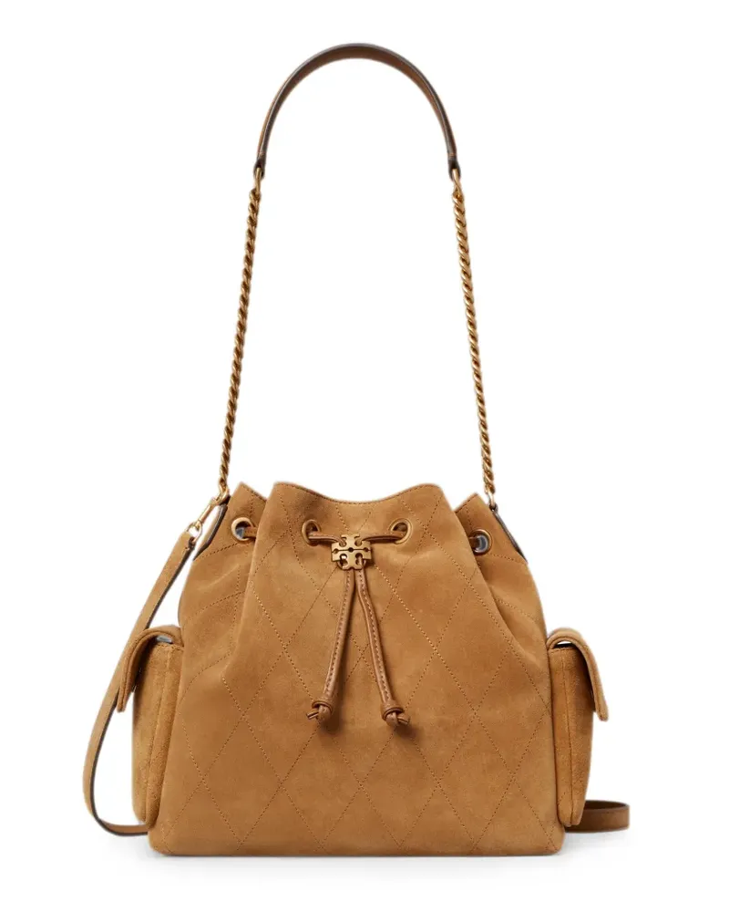 Tory Burch Charlie quilted suede drawstring shoulder bag - Braun Braun