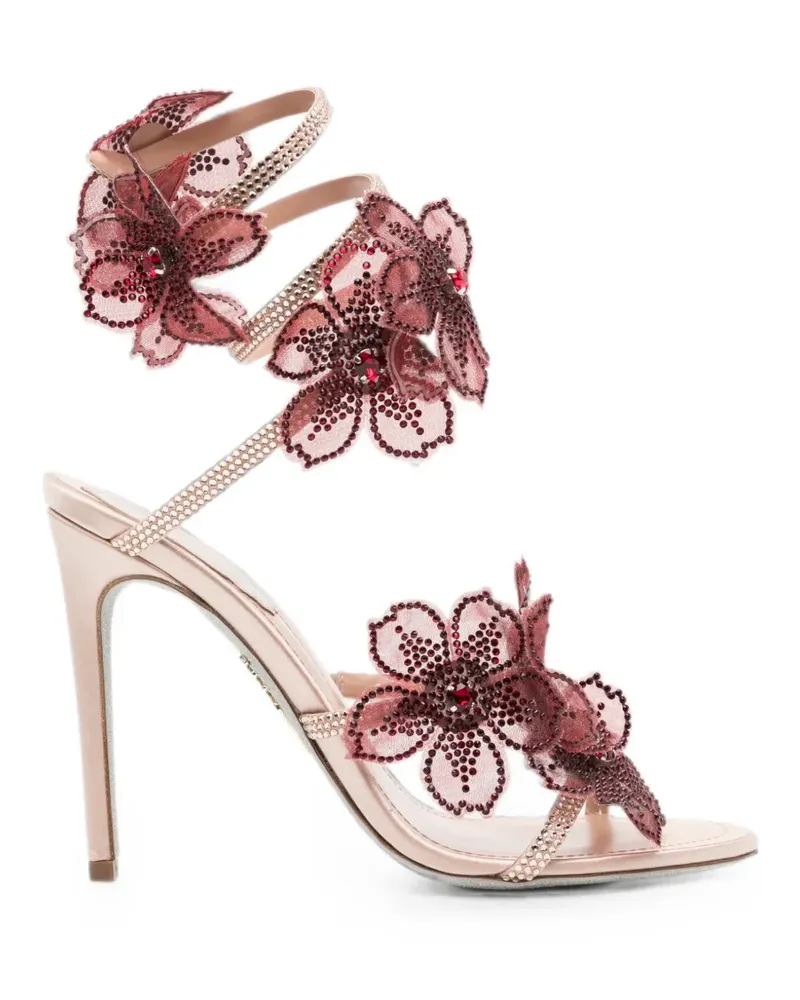 René Caovilla 110mm peach flower sandals - Rosa Rosa