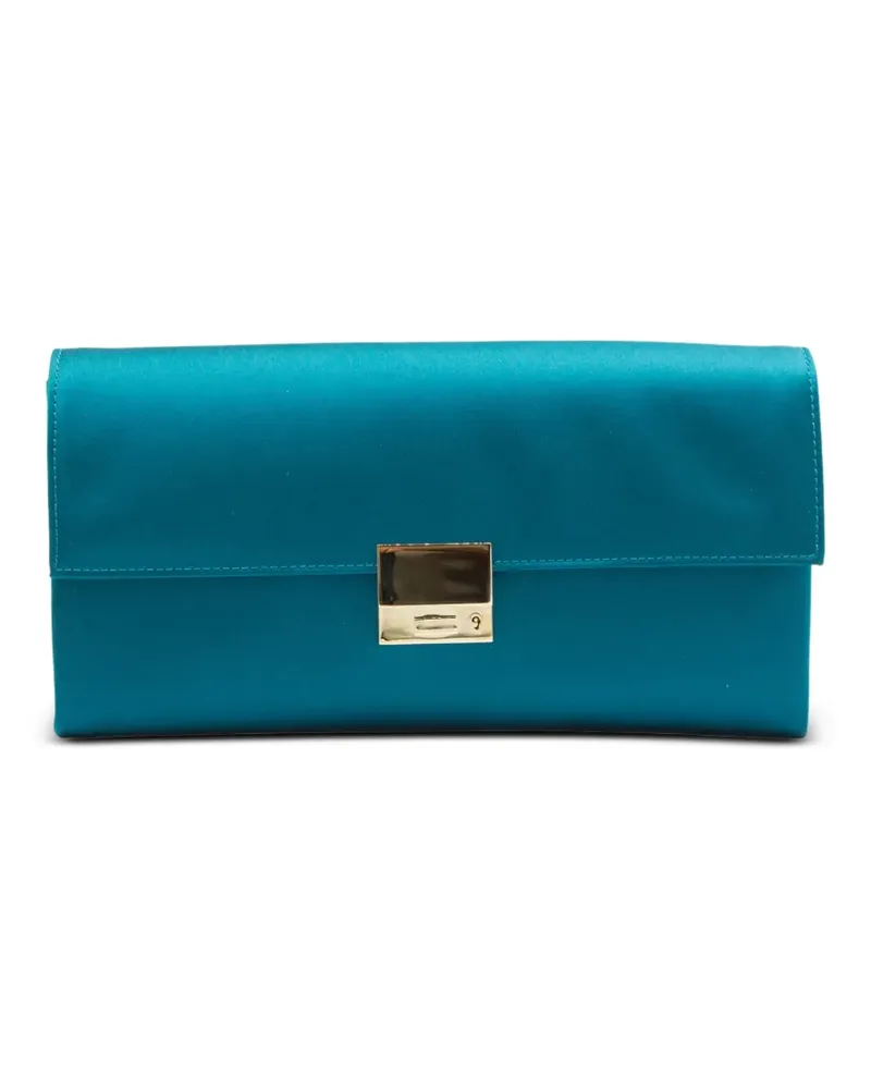 Tom Ford Clutch aus Satin mit Logo-Schild - Blau Blau
