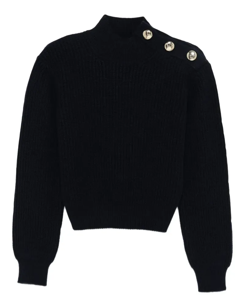 Maje Stehkragen-Pullover mit Knopfdetail - Blau Blau