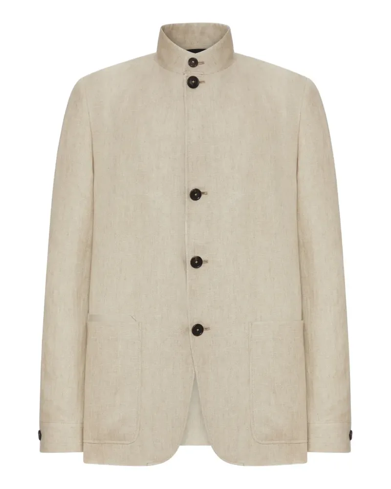 Ermenegildo Zegna Oasi Lino leather-trimmed chore jacket - Nude Nude