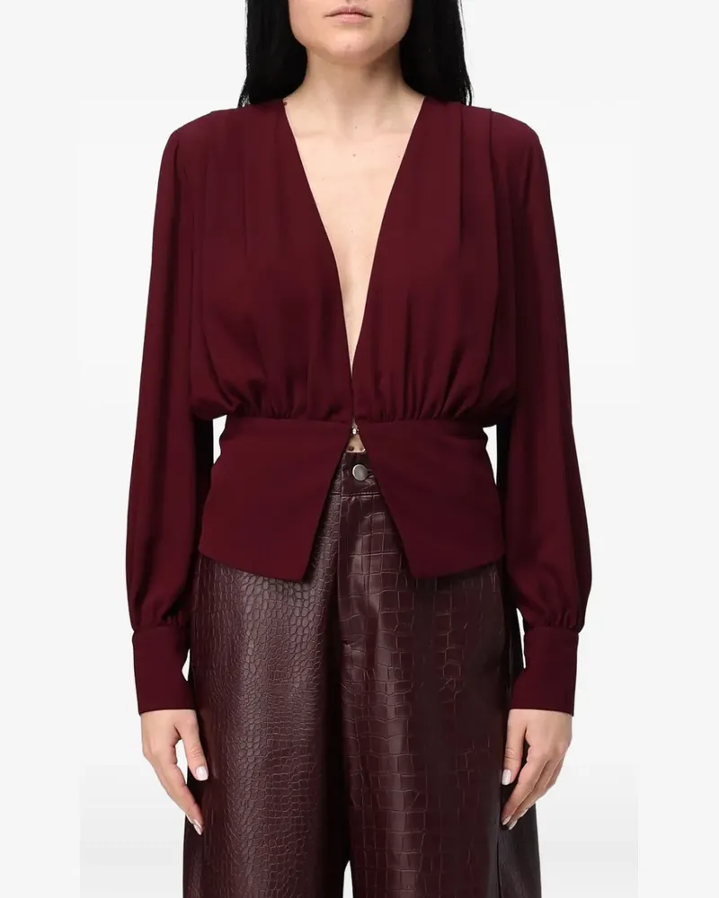 Hanita plunging gathered-waist blouse - Rot Rot