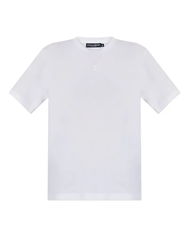Dolce & Gabbana T-Shirt mit Logo-Stickerei - Weiß Weiß