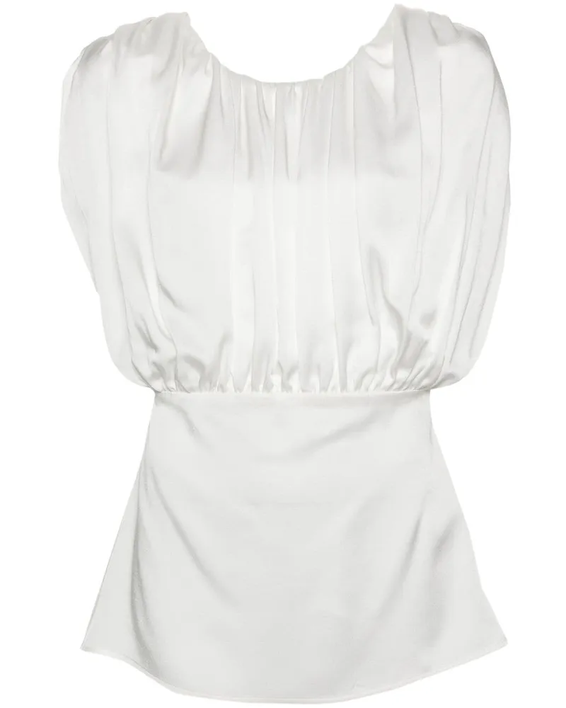 Jil Sander Ärmellose Bluse mit Rüschen - Weiß Weiß