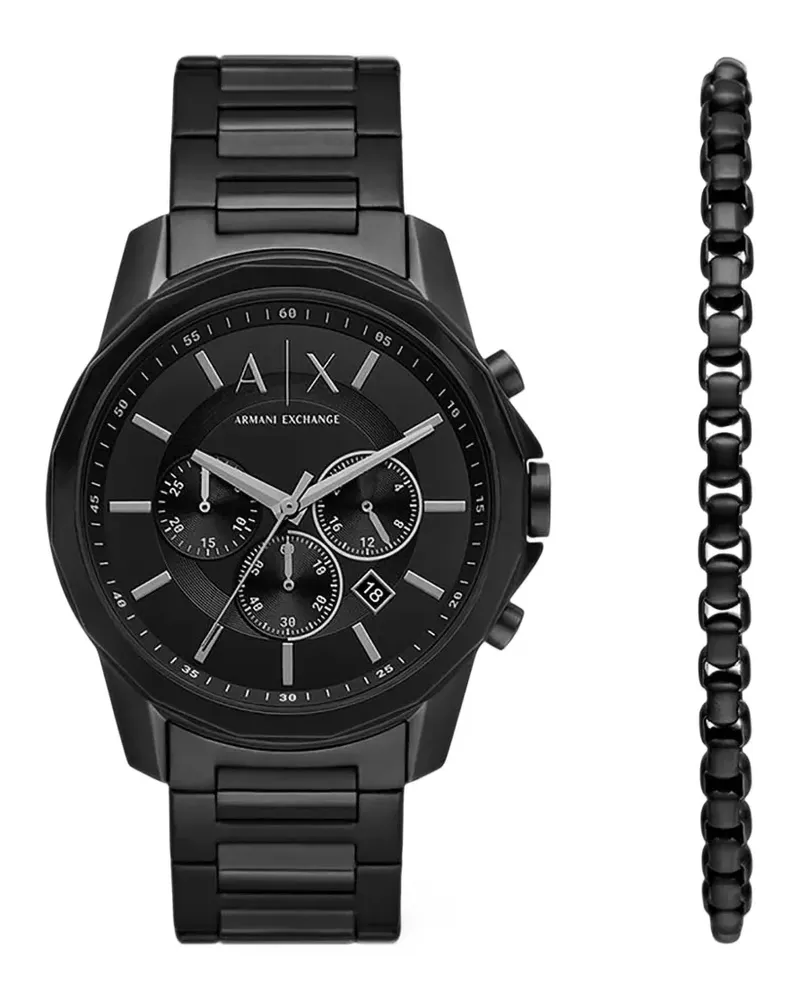 Armani Exchange Set aus Chronograph und Armband 44mm - Schwarz Schwarz