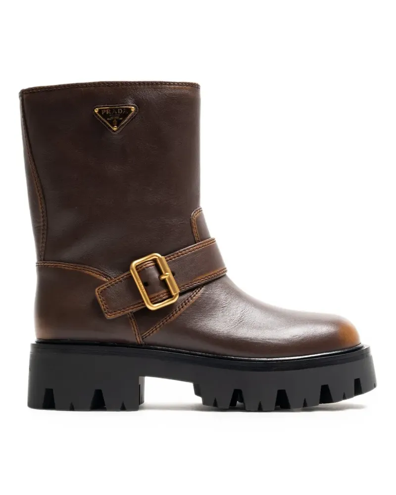 Prada Stiefeletten aus Leder - Braun Braun