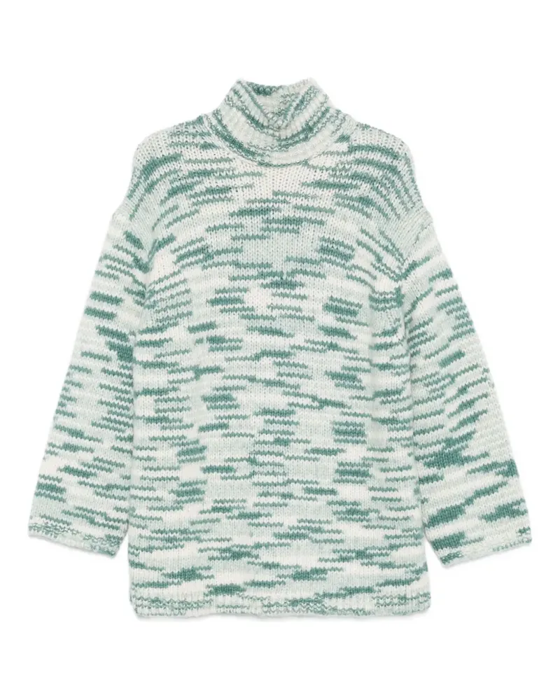 Marc O'Polo Gestreifter Pullover mit Stehkragen - Grün Grün