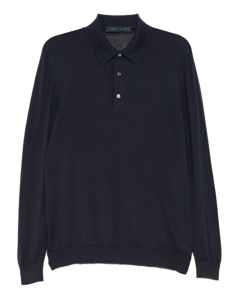 Kiton Langärmeliges Poloshirt - Blau Blau