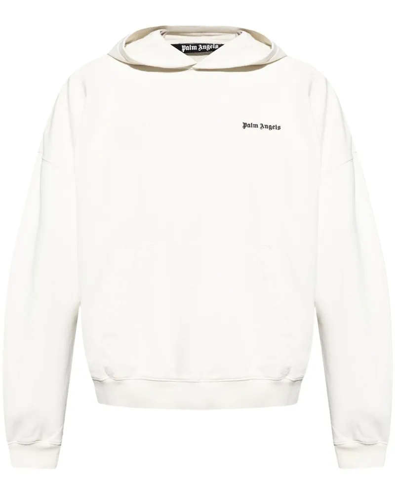 Palm Angels Hoodie mit Logo-Stickerei - Weiß Weiß