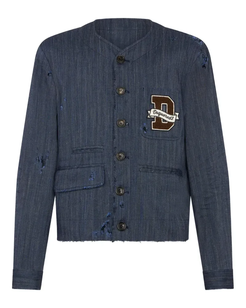 Dsquared2 Einreihige Jacke mit Logo-Patch - Blau Blau