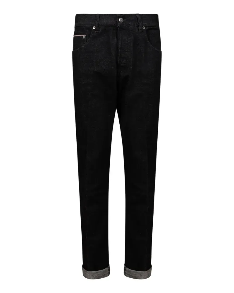 Dondup logo-patch turn-up jeans - Schwarz Schwarz