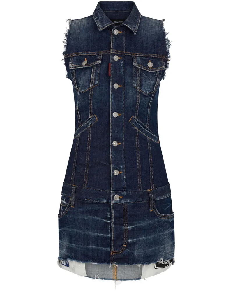 Dsquared2 Ärmelloses Jeans-Minikleid Blau