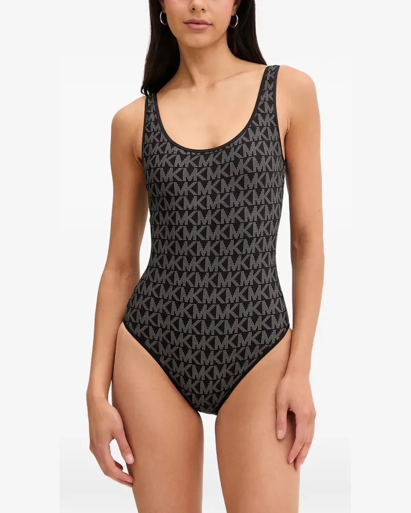 Michael Kors reversible logo scoopneck swimsuit - Schwarz Schwarz