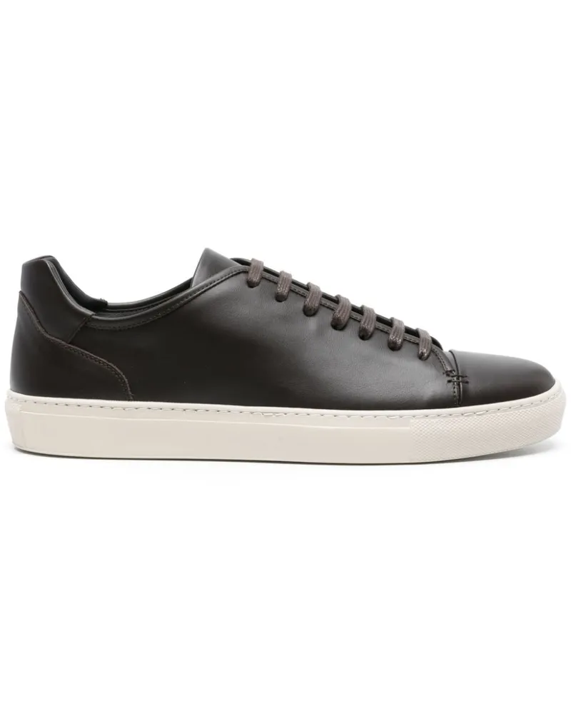 Corneliani Sneakers aus glattem Leder Braun