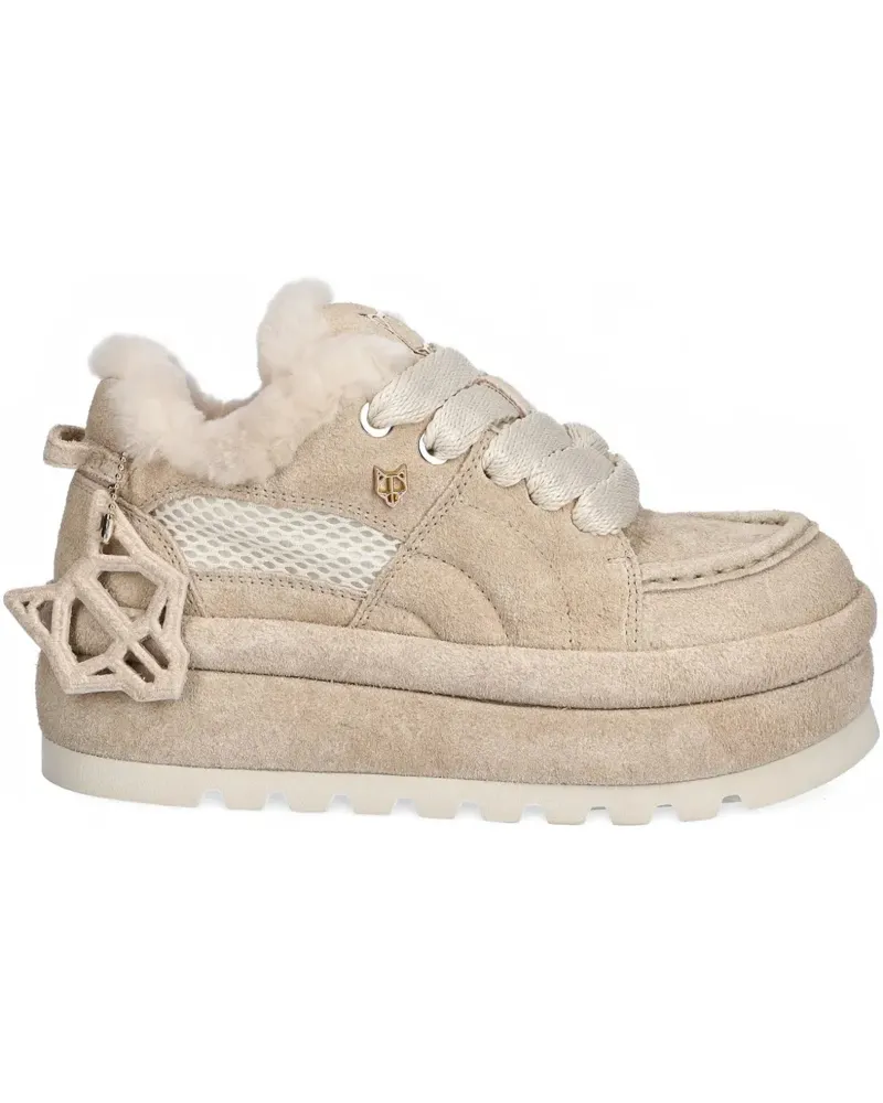 Naked Wolfe Beau shearling platform sneakers - Nude Nude